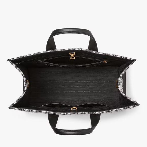 NWT💃Kate Spade Manhattan Spade Flower Monogram Tweed Large Tote Purse - Picture 4 of 12